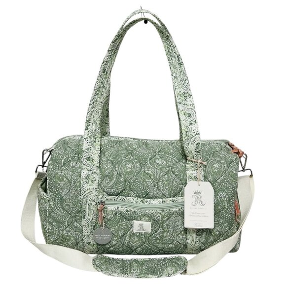 SHABBY CHIC Couture Rachel Ashwell Green Paisley Duffle Weekender Travel Bag New - Picture 1 of 8